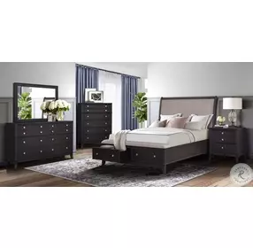B0194A Brushed Brown Upholstered Sleigh Storage Bedroom Set