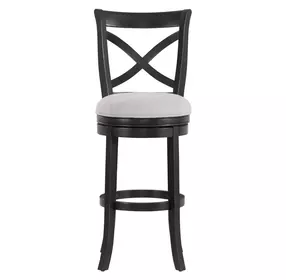 Booker Gray Upholstered Swivel Counter Height Dining Stool With Black Frame