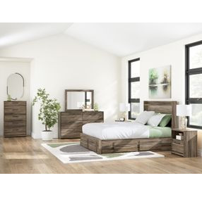 Jusika Brown Storage Panel Bedroom Set with LED and 6 Drawers