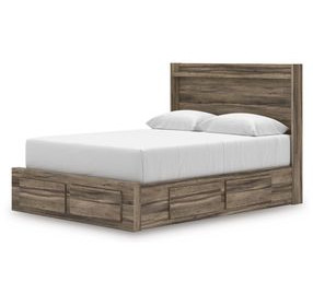 Jusika Brown Queen Storage Panel Bed with LED and 6 Drawers