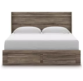 Baystorm Brown King Storage Panel Bed with LED and 6 Drawers