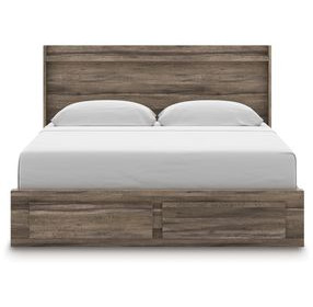 Jusika Brown King Storage Panel Bed with LED