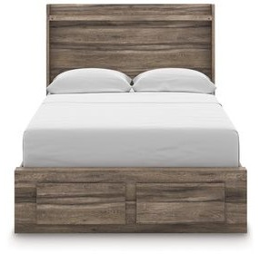 Jusika Brown Full Storage Panel Bed with LED and 6 Drawers