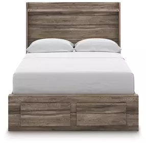 Baystorm Brown Full Storage Panel Bed with LED and 6 Drawers