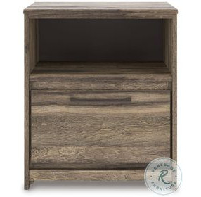 Jusika Brown 1 Drawer Nightstand with USB Charging