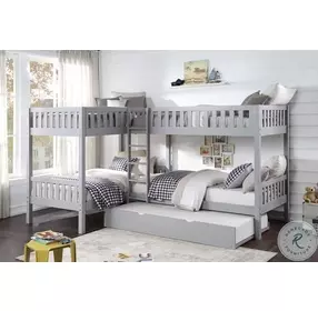 Orion Gray Youth Corner Bunk Bedroom Set With Trundle