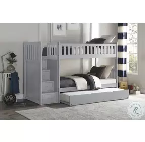 Orion Gray Youth Bunk Bedroom Set With Reversible Step Storage And Youth Trundle