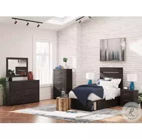 Delmorta Rustic Charcoal 4 Drawer Youth Storage Platform Bedroom Set
