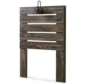 Drystan Brown Rustic Twin Panel Headboard with LED and USB Charging