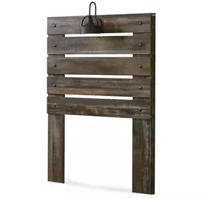 Drystan Brown Rustic Twin Panel Headboard with LED and USB Charging