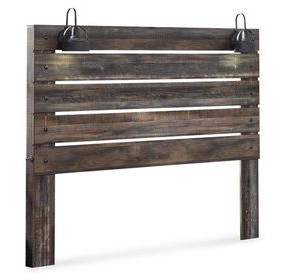Drystan Brown Rustic King Panel Headboard with LED and USB Charging