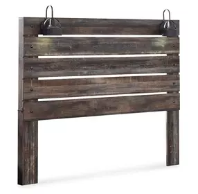 Drystan Brown Rustic King Panel Headboard with LED and USB Charging