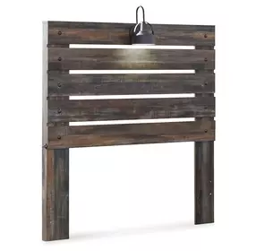 Drystan Brown Rustic Full Panel Headboard with LED and USB Charging
