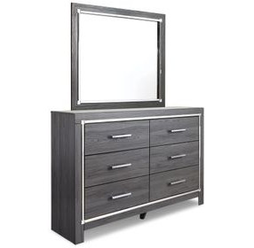 Lodanna Gray 6 Drawer Dresser and Rectangular Mirror