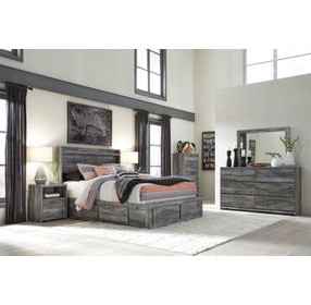Baystorm Gray Youth Storage Panel Bedroom Set with 4 Drawers and LED