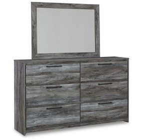 Baystorm Gray 6 Drawer Dresser and Rectangular Mirror