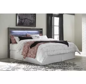 Baystorm Gray King Storage Panel Headboard with LED