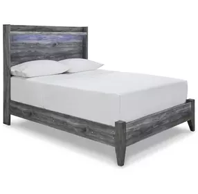 Baystorm Gray Full Panel Bed with LED