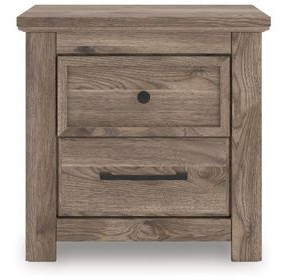 Stanziford Brown 2 Drawer Nightstand with USB Charging