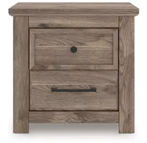 Keithland Brown 2 Drawer Nightstand with USB Charging