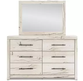 Lawroy Light Natural 6 Drawer Dresser and Rectangular Mirror