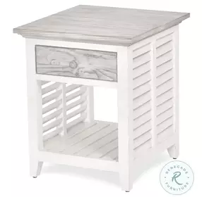 Island Haven Dapple Grey and Blanc Rectangular End Table