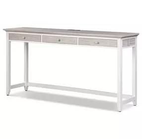 Islamorada Dapple Gray and Blanc Rectangular Console Table with USB Charging