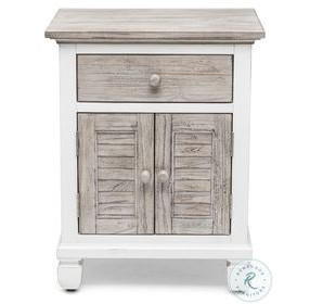 Island Haven Dapple Grey and Blanc 1 Drawer and 2 Door Nightstand with USB Charging