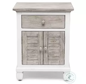 Island Haven Dapple Grey and Blanc 1 Drawer and 2 Door Nightstand with USB Charging