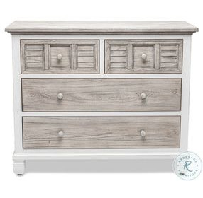 Island Haven Dapple Grey and Blanc 4 Drawer Chest