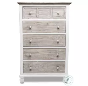 Island Haven Dapple Grey and Blanc 5 Drawer Chest