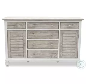 Island Haven Dapple Grey and Blanc 6 Drawer and 2 Door Dresser