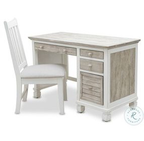 Island Haven Dapple Grey and Blanc 48" Desk and Chair Set