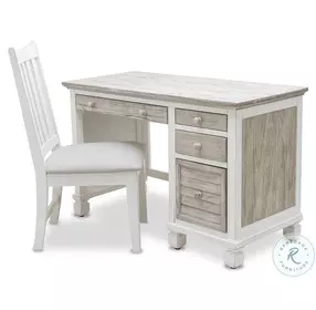 Island Haven Dapple Grey and Blanc 48" Desk and Chair Set