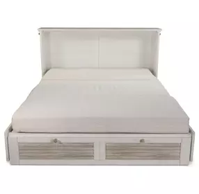 Islamorada Dapple Gray and Blanc Queen Storage Cabinet Bed with Mattress and USB Charging