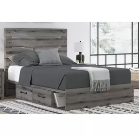 Urbanoore Brown Gray Queen Panel Bed with Storage