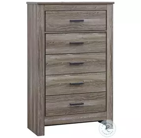 Zelen Warm Gray Five Drawer Chest