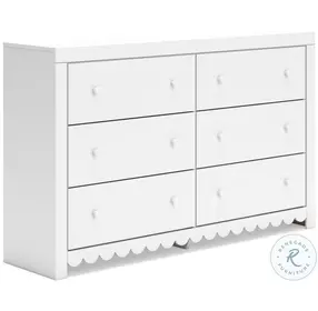 Mollviney White 6 Drawer Dresser