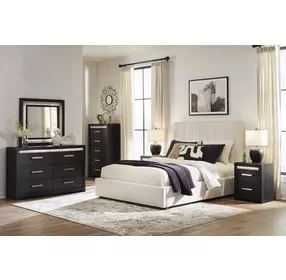 Shoralli Beige Upholstered Storage Panel Bedroom Set