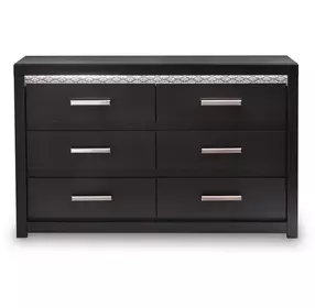 Shoralli Black 6 Drawer Dresser with LED