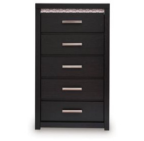 Shoralli Black 5 Drawer Chest with LED