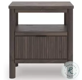 Cadmori Brown 1 Drawer Nightstand with USB Charging