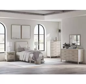 Cadmori Tan And White Youth Panel Upholstered Bedroom Set