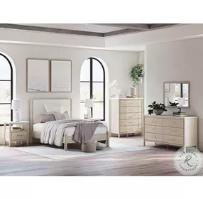 Cadmori Tan And White Youth Upholstered Panel Bedroom Set