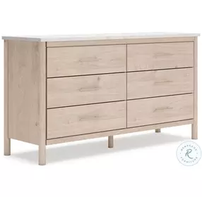 Cadmori Tan And White 6 Drawer Dresser