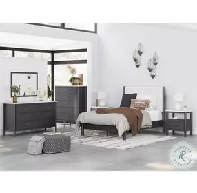 Cadmori Black And White Youth Upholstered Panel Bedroom Set