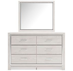 Altyra White 6 Drawer Dresser and Rectangular Mirror