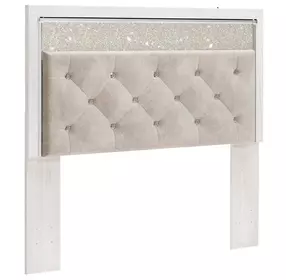 Altyra White and Gray Queen Upholstered Panel Headboard with LED