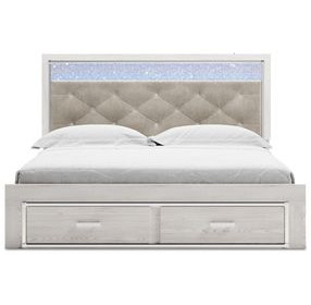 Altyra White King Platform Storage Bed