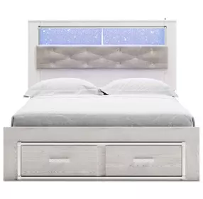 Altyra White Queen Bookcase Storage Bed
